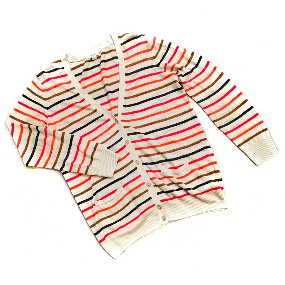 Fossil Multi Stripe Lightweight Cardigan Medium - image 1
